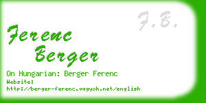 ferenc berger business card